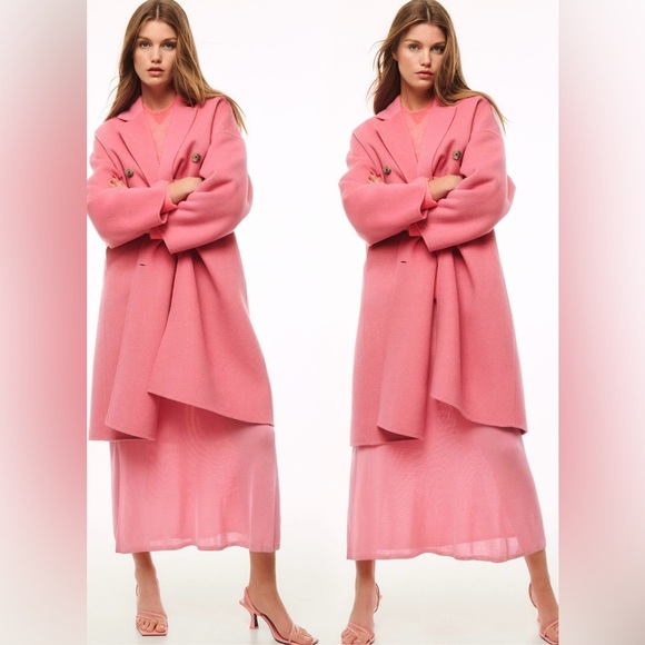 Mango Jackets & Blazers - MANGO Pink Handmade Wool Coat